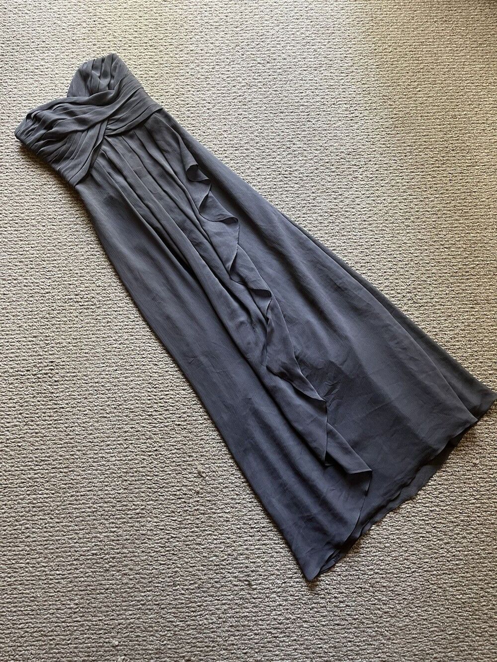 David’s Bridal Grey Strapless Wedding Guest Dress With Ruffle Size 2 MSRP $139